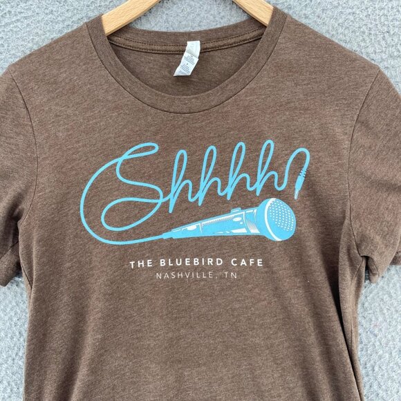 Bluebird Cafe Shirt Womens Small Brown Bella + Canvas Nashville Short Sleeve Tee - Picture 2 of 11